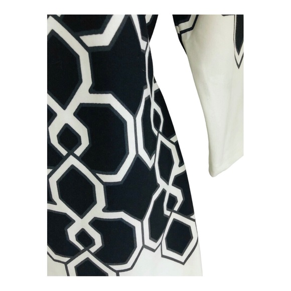Black & off white geometry print colorblock mod style dress size medium new - Picture 7 of 16